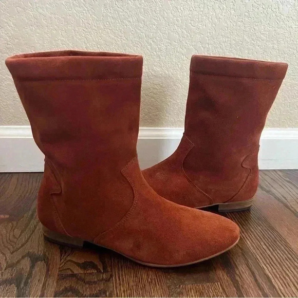 Free People Ashville Slouchy Suede Leather Ankle Boots Size 36, US 6 Rust 935296 - Picture 3 of 16